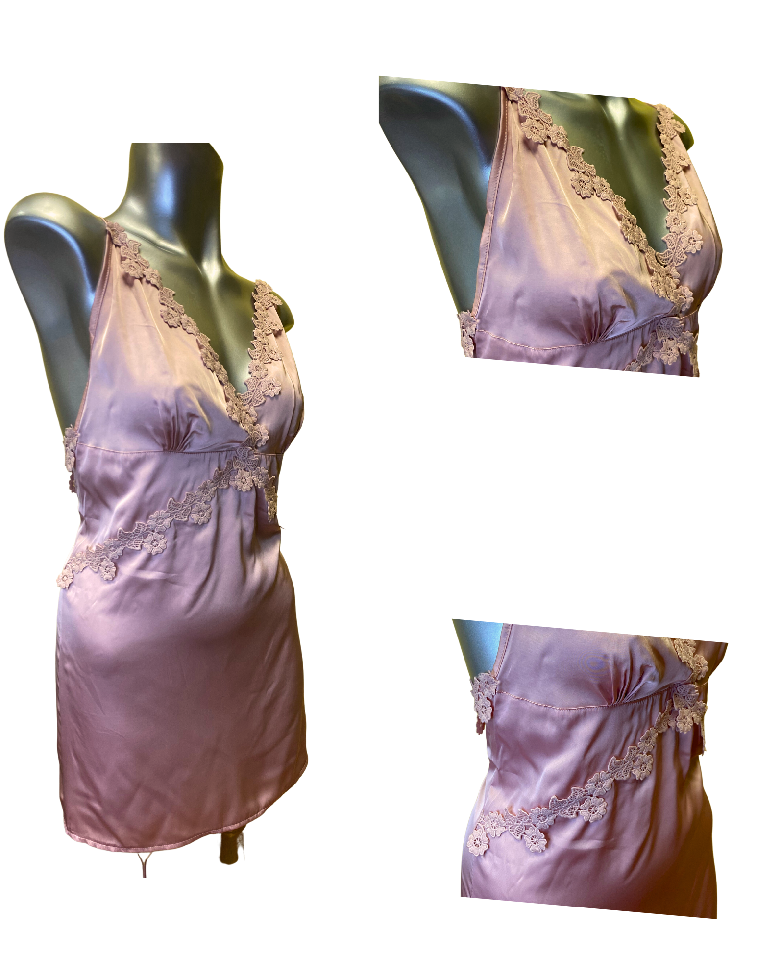 Baby Doll Lace Back Split Dress (One size:Set)